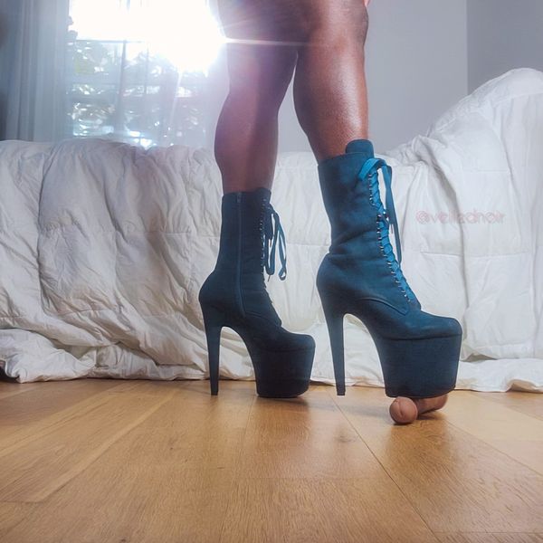 Teal suede lace-up platform boots